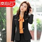 Button Blazer / Long-sleeve Blouse / Slim-fit Dress Pants / Mini Pencil Skirt / Set