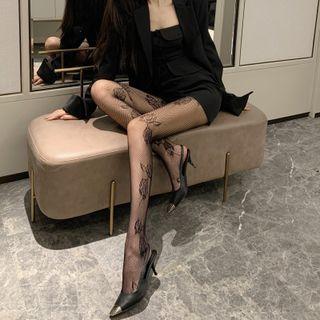 Cutout Rose Flower Lace Tights
