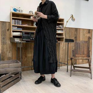 Long-sleeve Crinkled Long Shirt