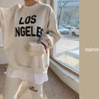 Los Angels Letter Sweatshirt & Sweatpants Set