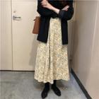 Floral Midi A-line Skirt Floral - Yellow & Blue - One Size