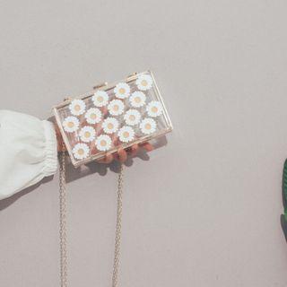 Floral Transparent Box Clutch White - One Size