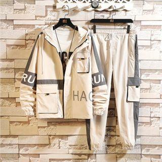 Lettering Zipped Jacket / Pants / Set