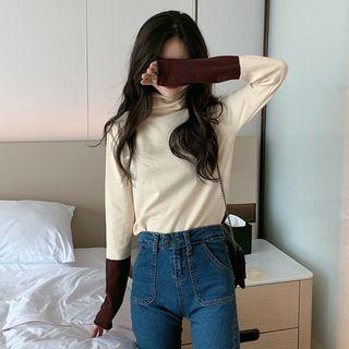 Mock Neck Color Block Top