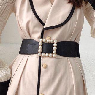 Beaded Grosgrain Belt Dy329 - Black - One Size