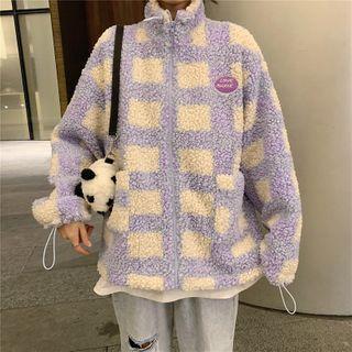 Fleece Plaid Zipped Jacket