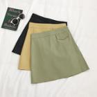 Plaid Leather A-line Skirt