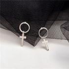 925 Sterling Silver Cross Drop Earring 1 Pair - Earrings - One Size