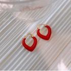 Geometric Hoop Earring 1 Pair - Gold & Red - One Size