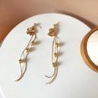 Floral Drop Ear Stud 1 Pair - Floral Drop Ear Stud - Gold - One Size