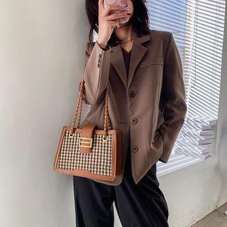 Houndstooth Panel Chain Crossbody Bag