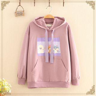 Three Cats Printed Oversized Hoodie
