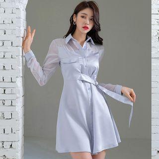 Mini A-line Mesh Shirtdress