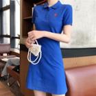 Heart Embroidered Short-sleeve A-line Polo Dress