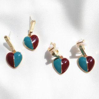 Two-tone Heart Dangle Earring