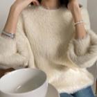 Faux-fur Woolen Oversize Knit Top