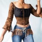 Two-tone Square Neck Crop Top