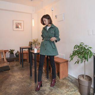Pocket-detail Jacket With Belt