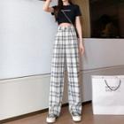 High Waist Plaid Wide Leg Pants (various Designs)