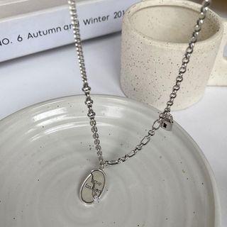 Rhinestone Pendant Alloy Necklace Xl1466 - Silver - One Size