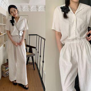 Sailor-collar Shirtwaist Jumpsuit