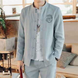 Set: Frog Buttoned Embroidered Jacket + Pants