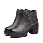 Studded Block Heel Platform Ankle Boots