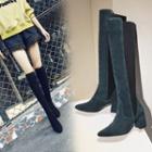 Block Heel Pointed Over-the-knee Boots