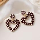 Dotted Heart Alloy Dangle Earring 1 Pair - Coffee - One Size