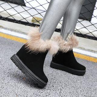 Furry Trim Hidden Wedge Ankle Boots