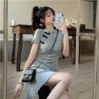 Short-sleeve Chinese Frog Button A-line Dress