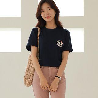 Letter Flower-print T-shirt