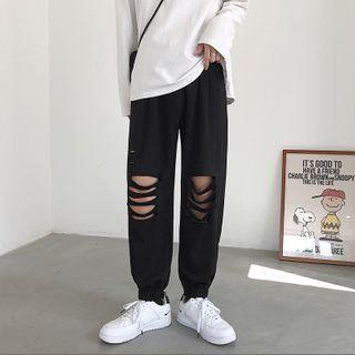 High-waist Ripped Sweatpants