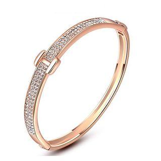 Alloy Rhinestone Bangle Rose Gold - One Size