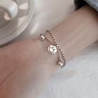 925 Sterling Silver Smiley Layered Bracelet Smiley Face & Bead - One Size