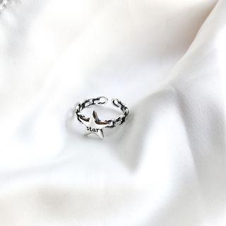 Star 925 Sterling Silver Open Ring K635 - Chain - Star - One Size