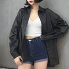 Faux Leather Shirt Black - One Size