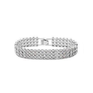 Fashion Bright Geometric Cubic Zirconia Three-row Bracelet 19cm Silver - One Size
