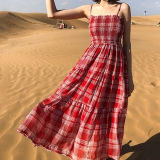 Plaid Tiered Midi Sundress