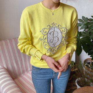 Round-neck Faux-pearl Pullover