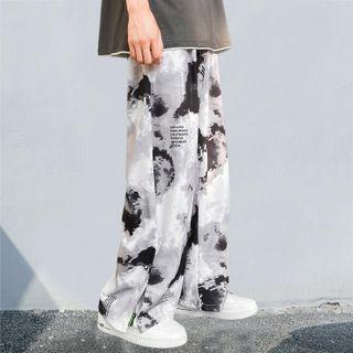Tie Dye Lettering Wide-leg Pants