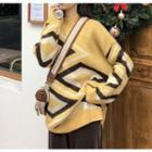 Rhombus Pattern Mock Neck Sweater