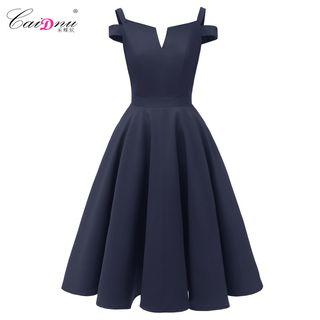 Cold-shoulder Midi Prom Dress