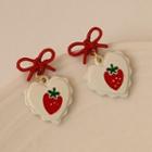 Heart Strawberry Sterling Silver Dangle Earring 1 Pair - 1662 - Strawberry - White - One Size