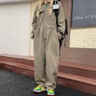 Long-sleeve Drawstring Collared Jumpsuit