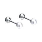 Fashionable High-end Geometric Round Pearl Detachable Cufflinks Silver - One Size