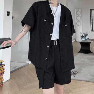 Set: Elbow-sleeve Button Jacket + Dress Shorts