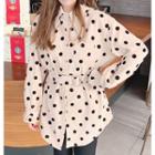 Belt Waist Dotted Print Shirt