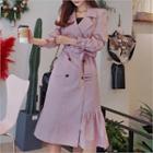 Frill-hem Trench Coat-with Belt