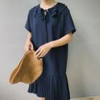Short-sleeve Pleated Paneled Dress